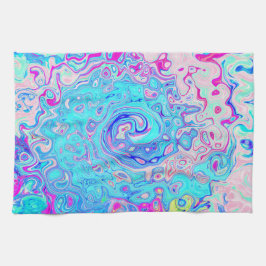 Groovy Abstrakt Retro Robin's Egg Blue Swirl Geschirrtuch