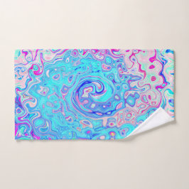 Groovy Abstrakt Retro Robin's Egg Blue Swirl Handtuch