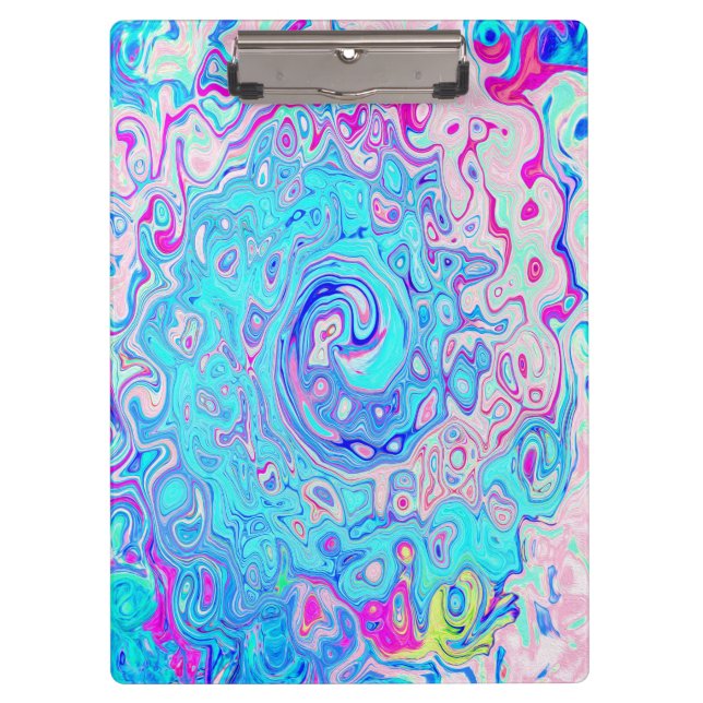 Groovy Abstrakt Retro Robin's Egg Blue Swirl Klemmbrett (Vorderseite)