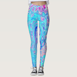 Groovy Abstrakt Retro Robin's Egg Blue Swirl Leggings