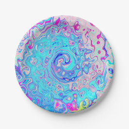 Groovy Abstrakt Retro Robin's Egg Blue Swirl Pappteller