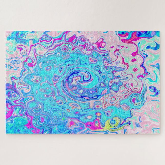 Groovy Abstrakt Retro Robin's Egg Blue Swirl Puzzle (Horizontal)