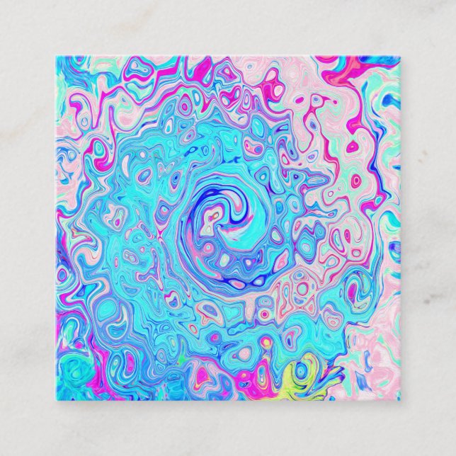 Groovy Abstrakt Retro Robin's Egg Blue Swirl Quadratische Visitenkarte (Vorderseite)