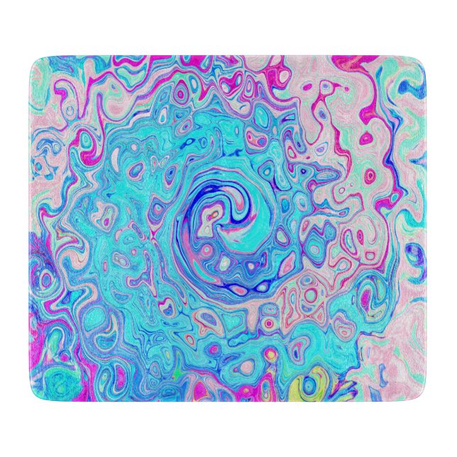 Groovy Abstrakt Retro Robin's Egg Blue Swirl Schneidebrett (Vorderseite)