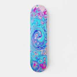 Groovy Abstrakt Retro Robin's Egg Blue Swirl Skateboard