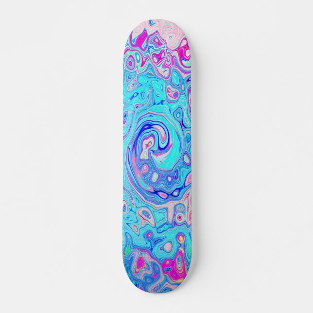 Groovy Abstrakt Retro Robin's Egg Blue Swirl Skateboard (Vorne)
