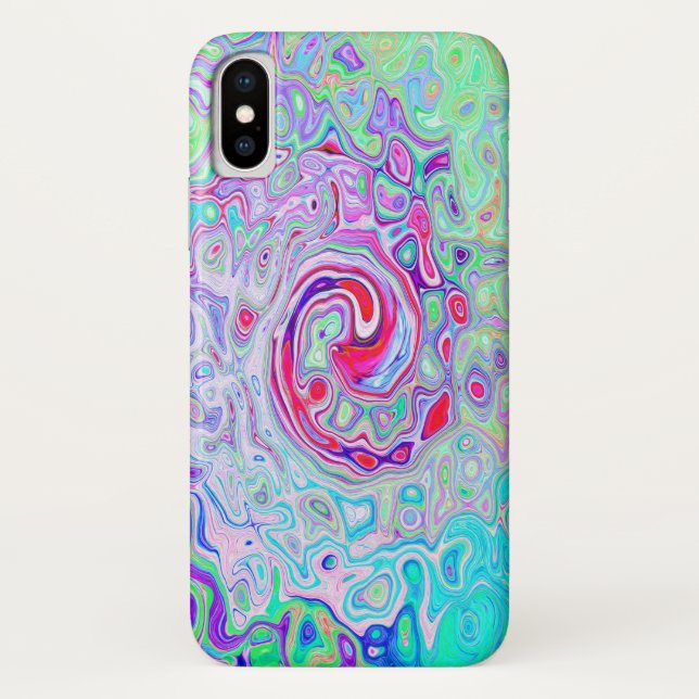 Groovy Abstrakt Retro Rosa und grüner Swirl Case-Mate iPhone Hülle (Rückseite)
