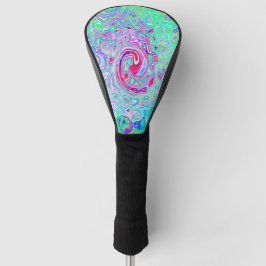 Groovy Abstrakt Retro Rosa und grüner Swirl Golf Headcover