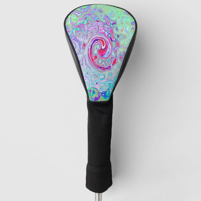 Groovy Abstrakt Retro Rosa und grüner Swirl Golf Headcover (Vorderseite)
