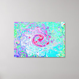 Groovy Abstrakt Retro Rosa und grüner Swirl Leinwanddruck