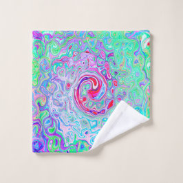 Groovy Abstrakt Retro Rosa und grüner Swirl Waschlappen
