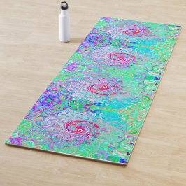 Groovy Abstrakt Retro Rosa und grüner Swirl Yogamatte