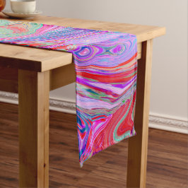 Groovy Abstrakt Retro Rot, Lila und rosa Swirl Mittelgroßer Tischläufer