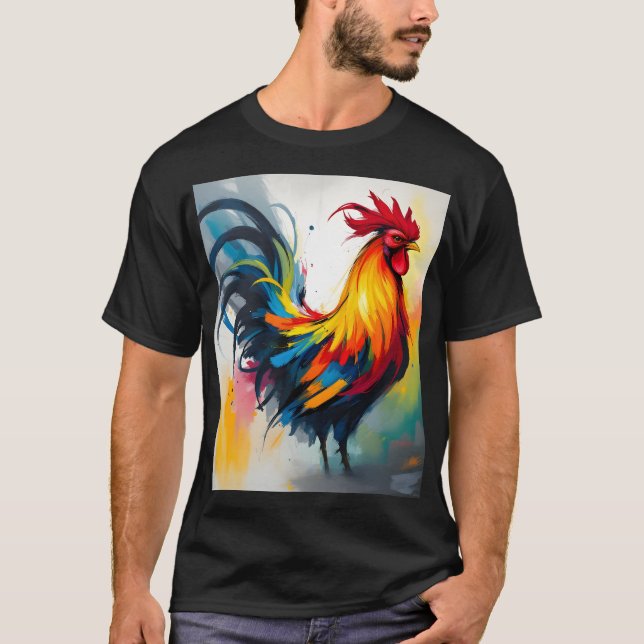 Groovy Abstrakt Rooster im Stil der 1960er Jahre T-Shirt (Vorderseite)