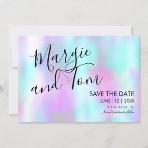 Groovy Abstrakt Script Save the Date Rosa Blau Einladung