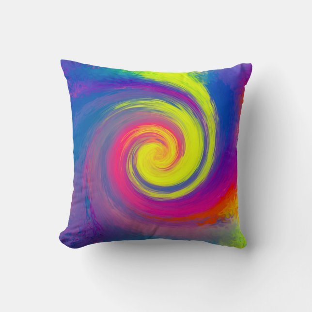 Groovy Abstrakt Spiral Swirl Kissen (Vorderseite)