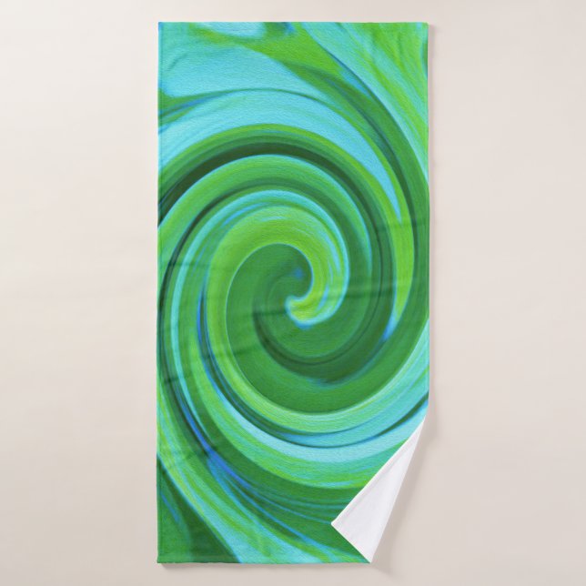 Groovy Abstrakt Türkis Liquid Swirl Malerei Badehandtuch (Badehandtuch)