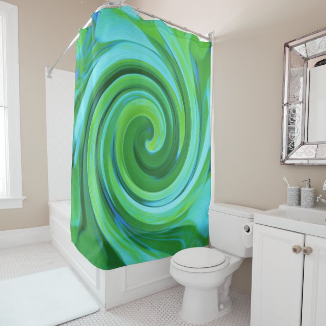 Groovy Abstrakt Türkis Liquid Swirl Malerei Duschvorhang (Beispiel)