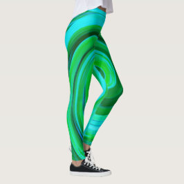 Groovy Abstrakt Türkis Liquid Swirl Malerei Leggings
