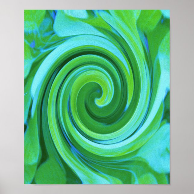 Groovy Abstrakt Türkis Liquid Swirl Malerei Poster (Vorne)