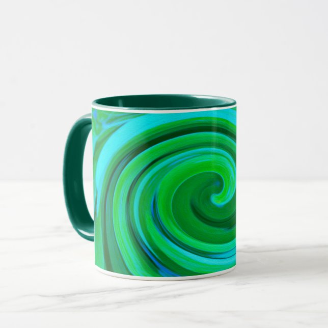 Groovy Abstrakt Türkis Liquid Swirl Malerei Tasse (Vorderseite Links)