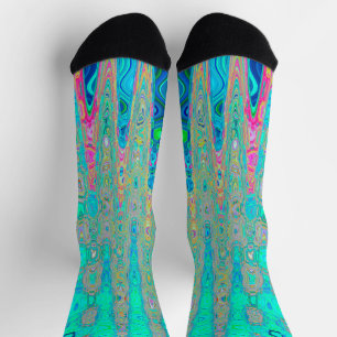 Groovy Abstrakte Retro-Regenbogen-Atomwellen Socken