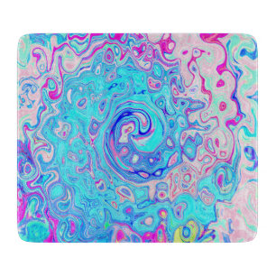 Groovy Abstrakte Retro-Rotkehlcheneiblau-Swirle Schneidebrett