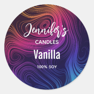 Groovy Abstrakte Wirbel und Circle Candle Business Runder Aufkleber