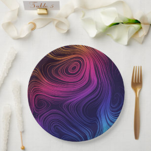 Groovy Abstrakte Wirbel und Kreise Cool Pappteller