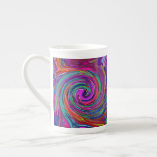 Groovy Abstrakter Retro Magenta Dunkler Regenbogen Prozellantasse