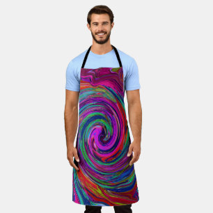 Groovy Abstrakter Retro Magenta Dunkler Regenbogen Schürze