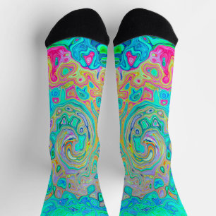 Groovy abstrakter Retro-Regenbogen-Flüssigkeitswir Socken