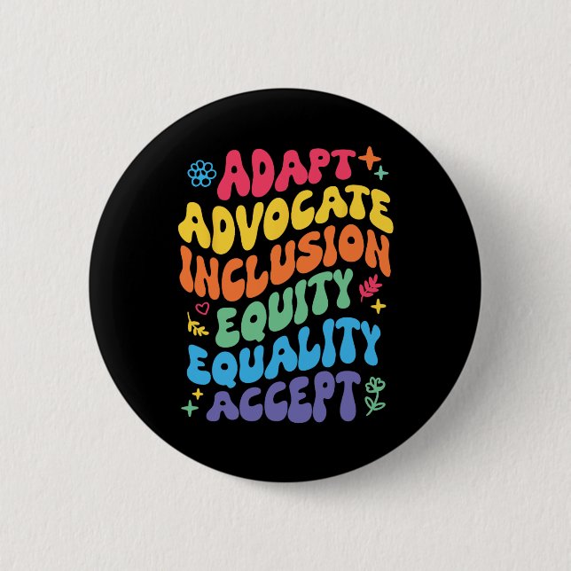 Groovy Adapt Advocate Inklusion Equity Equality AG Button (Vorderseite)