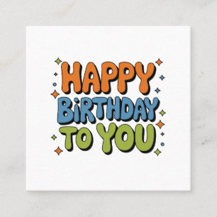 Groovy Alles Gute zum Geburtstag Quadratische Visitenkarte