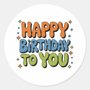Groovy Alles Gute zum Geburtstag Runder Aufkleber