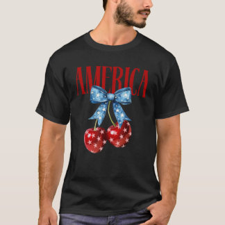 Groovy America Coquette Bow Cherry 4. Juli T-Shirt