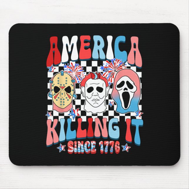 Groovy America Killing It Seit 1776 Horror 4. Juli Mousepad (Vorne)