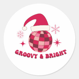 Groovy and Bright Disco Weihnachten Runder Aufkleber