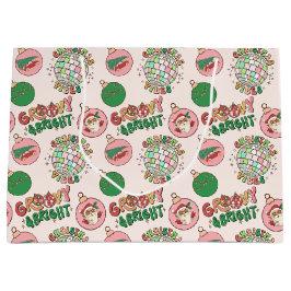 Groovy and Bright Pink and Green Retro Holiday Große Geschenktüte