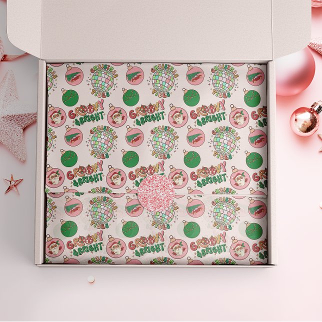 Groovy and Bright Pink and Green Retro Holiday Seidenpapier (Von Creator hochgeladen)