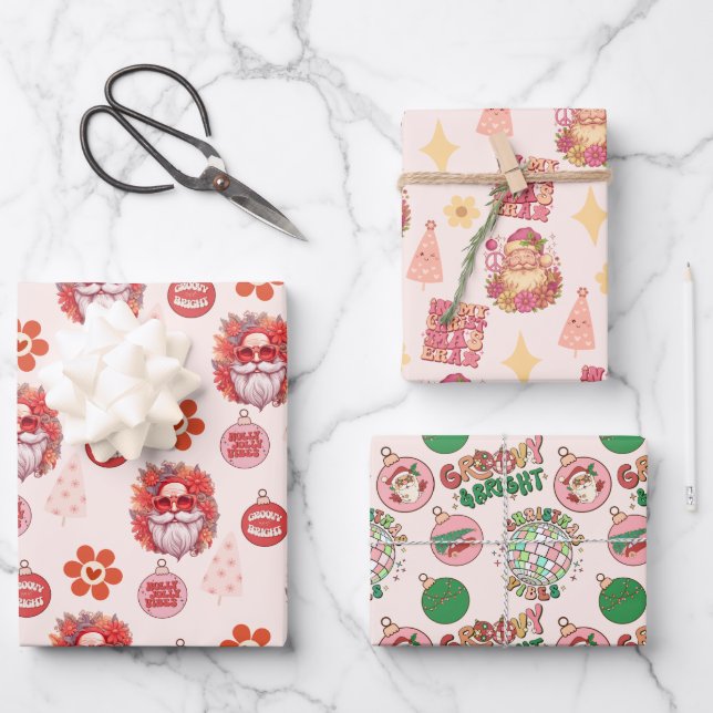 Groovy and Bright Santa Geschenkpapier Set (Vorderseite)
