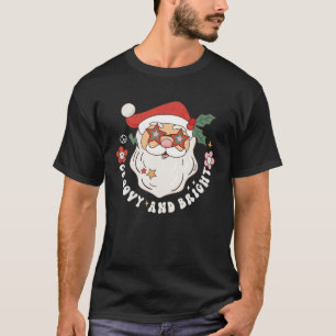 Groovy and Bright Santa Retro Groovy Blume T-Shirt