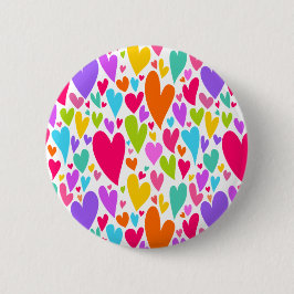 Groovy and Romantic Colorful Hearts Valentine Button