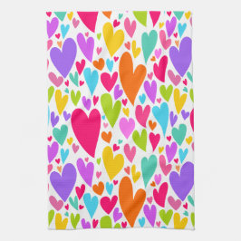 Groovy and Romantic Colorful Hearts Valentine Handtuch