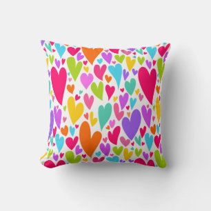 Groovy and Romantic Colorful Hearts Valentine Kissen