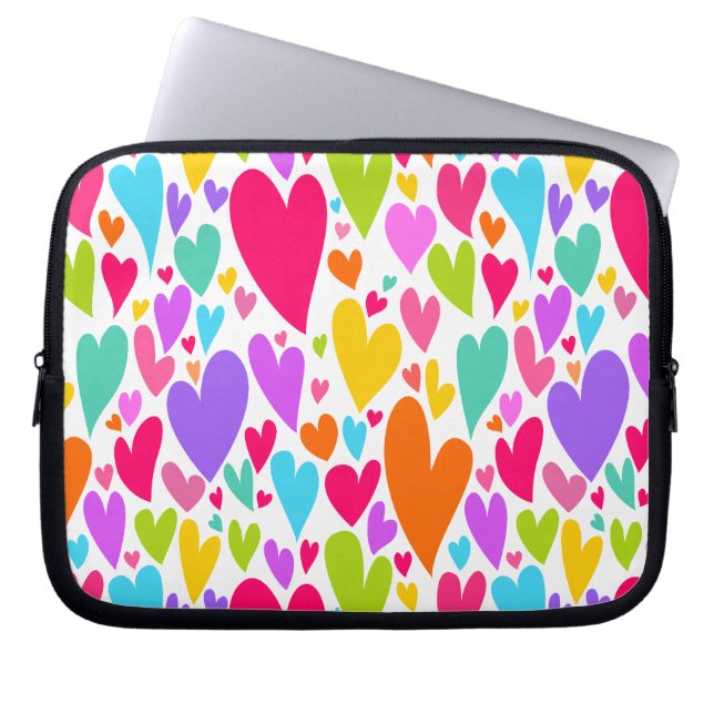 Groovy and Romantic Colorful Hearts Valentine Laptopschutzhülle (Vorderseite)