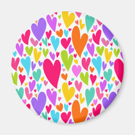 Groovy and Romantic Colorful Hearts Valentine Magnet