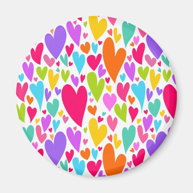 Groovy and Romantic Colorful Hearts Valentine Magnet (Vorne)
