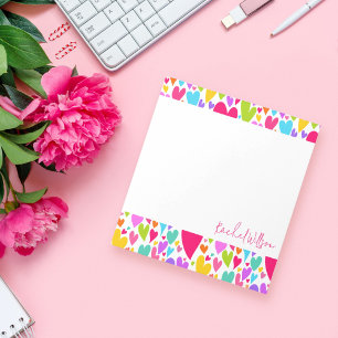 Groovy and Romantic Colorful Hearts Valentine Notizblock
