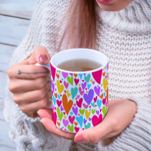 Groovy and Romantic Colorful Hearts Valentine Tasse